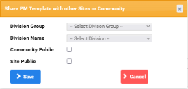 Share PM Template with other Sites popup